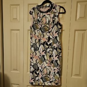 Kasper Floral Midi Dress - Pink, Black, Gray